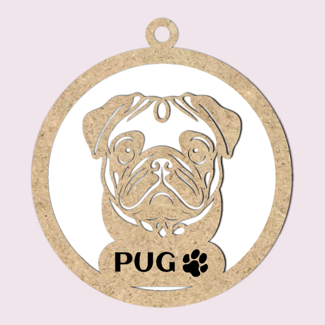 Bola Navidad Madera Pug