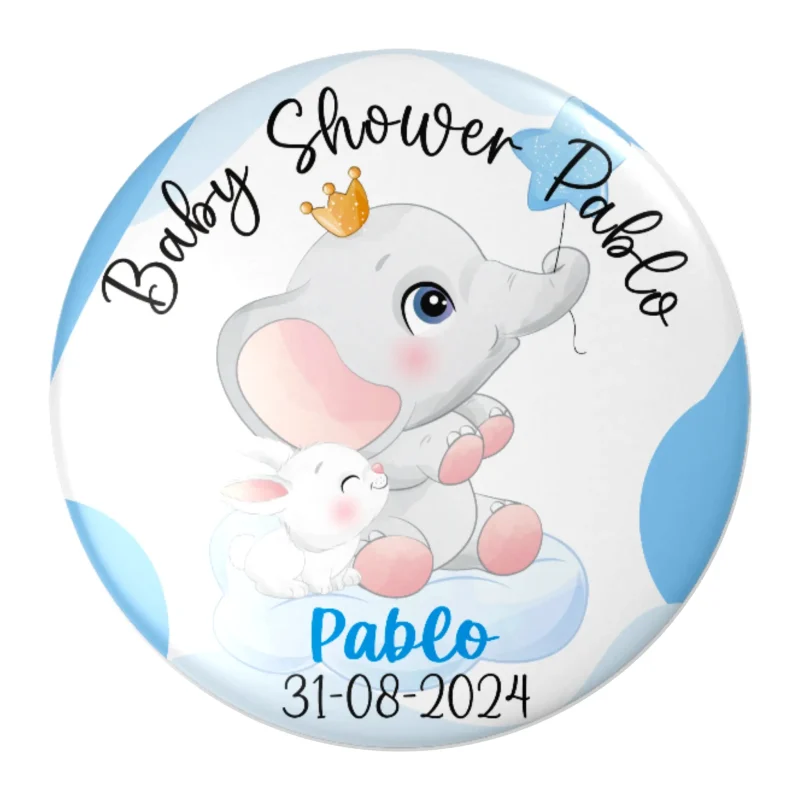 chapas baby shower elefante