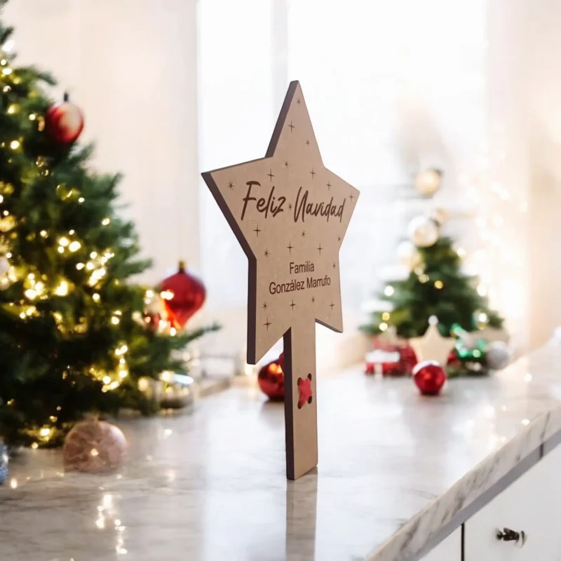 estrella navidad madera personalizada